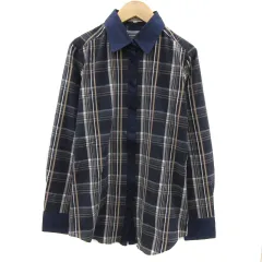 ナラカミーチェ NARA CAMICIE シャツ ブラウス 長袖 チェック柄 2 マルチカラー 紺 ネイビー /YS18
