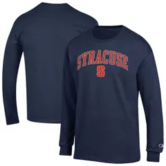 【送料無料】 チャンピオン メンズ Tシャツ トップス MensChampion Navy Syracuse Orange Arch Over Logo Long Sleeve TShirt Navy