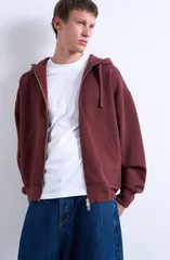 トップマン メンズ アウター パーカー・スウェット Topman Oversize Zip Hoodie Brown ブラウンのサムネイル