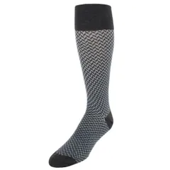 トラファルガー メンズ アンダーウェア 靴下 ウール Trafalgar Benoit Herringbone Patterned MidCalf Merino Wool Socks Charcoal And Grey チャコール