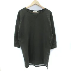 グローバルワーク GLOBAL WORK ワンピース ひざ丈 長袖 ラウンドネック M カーキ /SM26