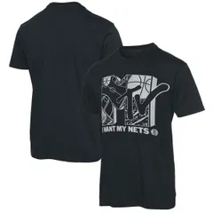 【送料無料】 ジャンクフード メンズ Tシャツ トップス Mens Junk Food Black Brooklyn Nets NBA x MTV I Want My TShirt Black