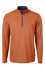【送料無料】 カッターアンドバック メンズ パーカー・スウェット アウター Virtue Micro Stripe Quarter Zip Pullover College Orange Navy Blue