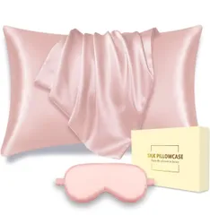 シルク 枕カバー 片面枕カバーシルク 19匁 封筒式枕カバー 43×63cm シルク 枕カバー 洗える アイマスク付属 四季適応 誕生日 新年ギフト 贈り物 ライトブルー