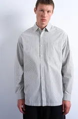 トップマン メンズ トップス シャツ Topman Oversize Stripe ButtonUp Shirt Ecru Multi エクリュのサムネイル