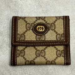 GUCCI グッチ オールドグッチ GGスプリーム コインケース 小銭入れ PVC レザー ベージュ ブラウン GG柄 ヴィンテージ ゴールド金具 メンズ レディース コンパクトウォレット ミニ財布 財布 サイフ イタリア製