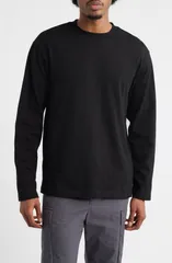 トップマン メンズ トップス シャツ Topman Relaxed Long Sleeve TShirt Black ブラックのサムネイル
