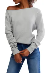 フリーピープル レディース アウター パーカー・スウェット ワンショルダー Free People Jess OneShoulder Thermal Top Heather Grey グレー