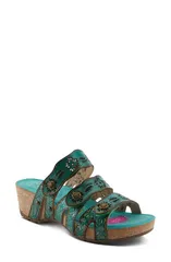 スプリングステップ レディース シューズ ヒール プラットフォーム サンダル LArtiste by Spring Step Carbone Platform Slide Sandal Green Multi グリーン