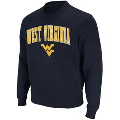 コロシアム メンズ アウター パーカー・スウェット クルーネック シャツ ロゴ Mens Colosseum Navy West Virginia Mountaineers Arch Logo Crew Neck Sweatshirt Navy ネイビー