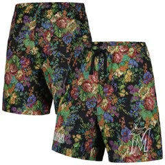 プレジャーズ メンズ ボトムス ハーフパンツ・ショーツ フラワー柄 ショートパンツ フラワー Mens PLEASURES Black Miami Marlins Floral Shorts Black ブラック