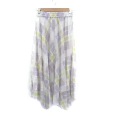 ミラオーウェン Mila Owen フレアスカート ロング丈 マキシ丈 チェック柄 1 S 紫 パープル /HO33