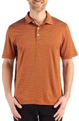 カッターアンドバック メンズ トップス ポロシャツ Cutter Buck Forge Fine Line Stripe Recycled Blend Polo Texas OrangeWhite ホのサムネイル