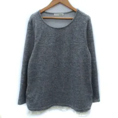 シューラルー SHOO・LA・RUE カットソー 長袖 ラウンドネック 裾レース L グレー /SM25