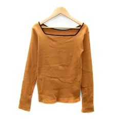 ローリーズファーム LOWRYS FARM カットソー 長袖 スクエアネック 無地 F 茶 ブラウン /SY30