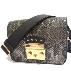 ☆FURLA フルラ パイソン型押し レザーショルダーバッグ メトロポリス 斜め掛け 本革 レディース イタリア製