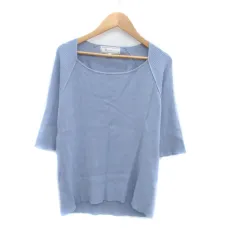 ロペピクニック ROPE Picnic リブニット カットソー スクエアネック 五分袖 無地 40 L 水色 ライトブルー /HO35