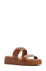 アルド レディース シューズ ヒール プラットフォーム サンダル ALDO Halamaever Platform Slide Sandal Medium Brown ブラウンのサムネイル