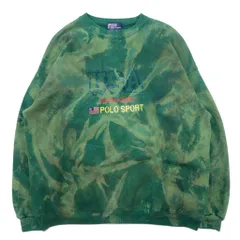 Polo by Ralph Lauren 90年代 USA製 タイダイ スウェット XL グリーン コットン 星条旗 POLO SPORT 刺繍