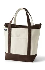 ランズエンド レディース バッグ Lands End Zip Top Canvas Tote Bag NaturalBrown Root ブラウンのサムネイル