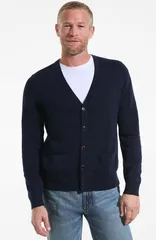 ランズエンド メンズ アウター パーカー・スウェット コットン カーディガン Lands End Fine Gauge Cotton Cardigan Radiant Navy ネイビー