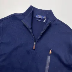 未使用 POLO RALPH LAUREN ポロラルフローレン ハーフジップ ニット Tシャツ ネイビー L
