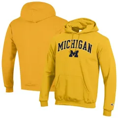 チャンピオン メンズ アウター パーカー・スウェット ロゴ MensChampion Maize Michigan Wolverines Arch Over Logo Pullover Hoodie Maize