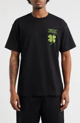 カーハート メンズ トップス Tシャツ コットン グラフィック Carhartt Work In Progress Clover Organicotton Graphic TShirt Black ブラック