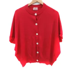 マオメイド mao made ニットカーディガン ミドル丈 五分袖 ドルマンスリーブ F 赤 レッド /SM4
