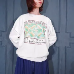80's～90's USA VINTAGE DOG WORLD BONE PRINT DESIGN SWEAT SHIRT/80年代～90年代アメリカ古着骨プリントデザインスウェット