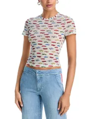 アリスアンドオリビア レディース トップス Tシャツ クルーネック Alice and Olivia Tess Crewneck Tee Exclusive Vintage Carsのサムネイル