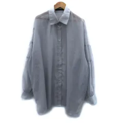 ヘザー Heather シアーシャツ ブラウス 長袖 F オーバーサイズ グレー /SM13