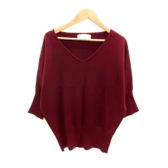 ロペピクニック ROPE Picnic ニット カットソー 七分袖 ドルマンスリーブ Vネック 無地 38 M 赤 レッド /SY14