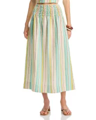 レイルズ レディース ボトムスカート シャーリング Rails Alessa Smocked Skirt Exclusive Pier Stripe ストライプ