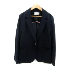 エニィスィス エニシス anySiS テーラードジャケット ミドル丈 総裏地 シングルボタン 無地 レース 2 紺 ネイビー /SY23