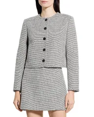 セオリー レディース アウター ジャケット・ブルゾン クルーネック ツイード Theory Crewneck Pocket Jacket in Striped Tweed Lavender Mutli ラベンダー