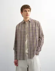 トップマン メンズ トップス シャツ レギュラーフィット Topman regular fitextured plaid shirt BROWN ブラウンのサムネイル