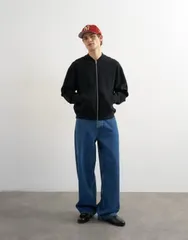 トップマン メンズ アウター カーディガン リラックスフィット ニット Topman premium relaxed fit knit double zip cardigan Black ブラックのサムネイル
