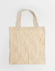 エイソス レディース バッグ フラワー柄 シアー 刺繍 フラワー ASOS DESIGN sheer floral embroidered tote bag in stone ストーンのサムネイル