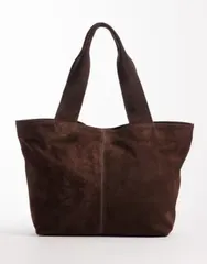 エイソス レディース バッグ スエード ASOS DESIGN suede seam detailing tote in chocolate チョコレートのサムネイル