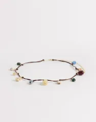 エイソス レディース アクセサリー ベルト ASOS DESIGN rope belt with shells resin beads Black ブラックのサムネイル