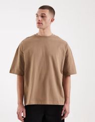 極美品】MHL ベージュ アートプリント オーガニックコットンTシャツ 