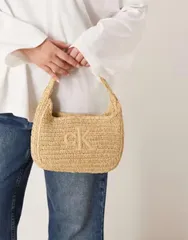 カルバンクライン レディース バッグ ロゴ ジーンズ Calvin Klein Jeansmallogo raffia shoulder bag inatural Natural raffia