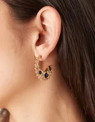 アクセサライズ レディース アクセサリー ピアス・イヤリング Accessorize textured moon hoop earrings GOLD ゴールドのサムネイル