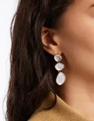 アクセサライズ レディース アクセサリー ピアス・イヤリング Accessorize triple moonstone drop earrings GOLD ゴールドのサムネイル