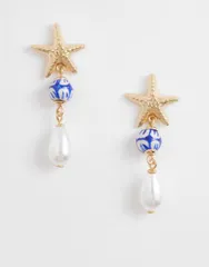 アクセサライズ レディース アクセサリー ピアス・イヤリング Accessorize starfish beaded faux pearl drop earrings tone GOLD ゴールドのサムネイル