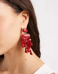 アクセサライズ レディース アクセサリー ピアス・イヤリング Accessorize faux stone detailing chipping drop earrings RED レッドのサムネイル