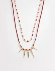 アクセサライズ レディース アクセサリー ネックレス・チョーカー・ペンダントトップ レース Accessorize catch of the day beaded necklace RED レッドのサムネイル
