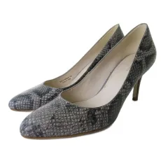 コールハーン COLE HAAN パンプス シューズ パイソン型押し ハイヒール グレー 7.5B 24.5cm