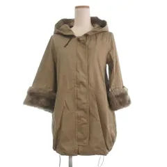 スナイデル SNIDEL モッズコート 七分袖 フェイクファー フード付き F ベージュ ■TC